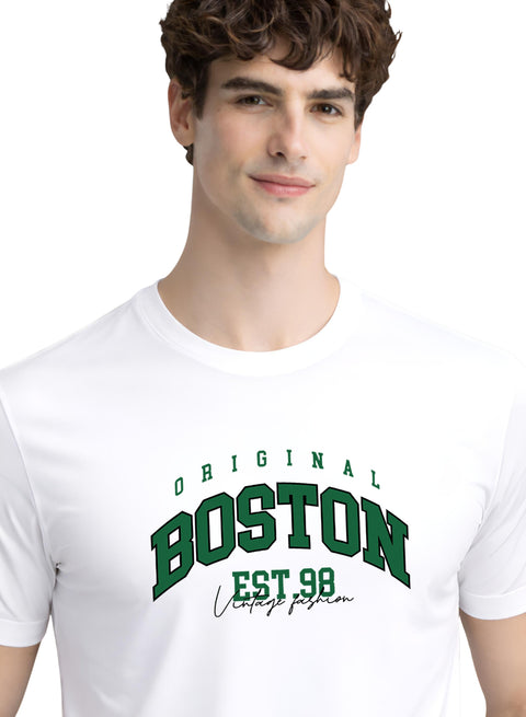 Adro Mens Boston City Printed Tshirt | Athletic Stylish Summer College Cotton T-shirt | Sporty Comfortable T shirts | Regular Fit