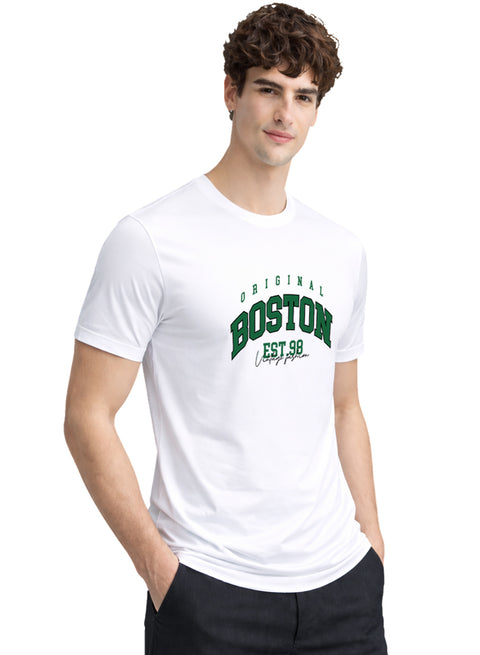 Adro Mens Boston City Printed Tshirt | Athletic Stylish Summer College Cotton T-shirt | Sporty Comfortable T shirts | Regular Fit
