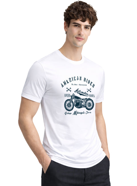 Adro Mens American Rider Printed T-Shirt | 100% Cotton T shirt for Bikers | Stylish Casual Tee Summer Regular Fit Biker Tshirt