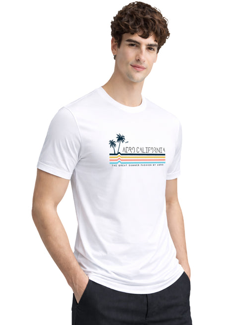 Adro Mens California Graphic T-Shirt | Retro Stripe Print Cotton Summer Tshirt | Stylish Beach T shirt | Comfortable Graphic Tee
