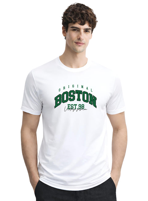 Adro Mens Boston City Printed Tshirt | Athletic Stylish Summer College Cotton T-shirt | Sporty Comfortable T shirts | Regular Fit