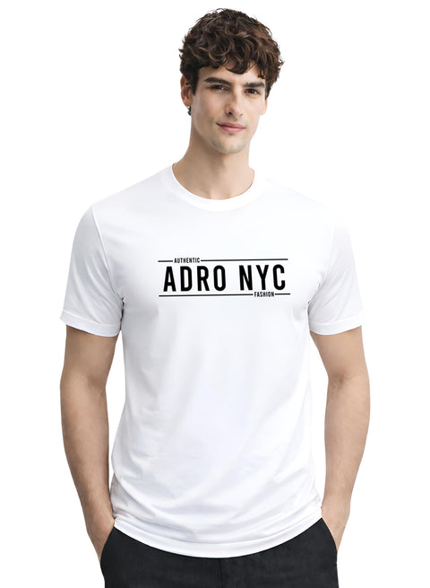 Adro Mens Branded Logo Printed T-Shirt | Typography Print 100% Cotton T shirt | Stylish Tee Summer Regular Fit Graphic Tshirt