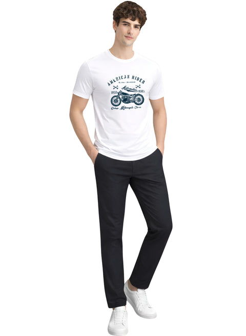 Adro Mens American Rider Printed T-Shirt | 100% Cotton T shirt for Bikers | Stylish Casual Tee Summer Regular Fit Biker Tshirt