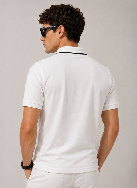 ADRO Mens Polo TShirt | Airtex Cotton Matty Fabric | Regular Fit | Breathable, Durable & Premium Casual Polo T-Shirt for Men | Bright White