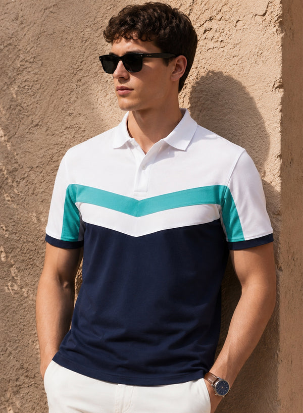 Adro Multicolour Polo T Shirt | 100% Cotton Mens Polo Tshirt | Regular Fit Half Sleeve Cut & Sew Polo T-shirt for men  | Arctic Arrow