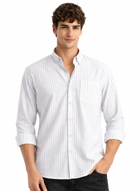 Adro Men’s Casual Shirt | Premium Cotton | Everyday Comfort White, Grey