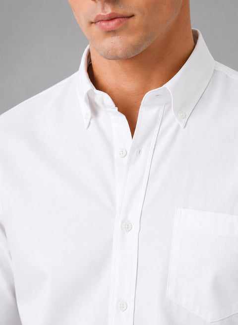 ADRO Men's Premium Oxford Cotton Shirt | Full Sleeve Casual Shirt | Regular Fit | White