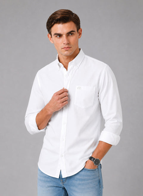ADRO Premium Oxford Cotton Casual Shirt – White