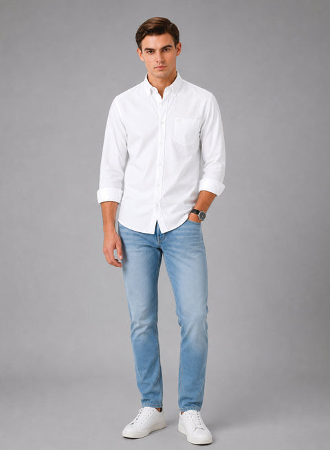 ADRO Premium Oxford Cotton Casual Shirt – White