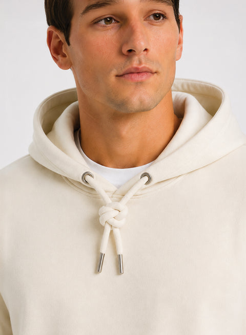 ADRO Hoodie for men | 300 GSM Cotton Fleece Warm & Soft Fabric | Mens Hoodies | Casual Sweatshirt for Winter, Travel & Collage | Regular Fit Hooded Pullover | Ivory Sand