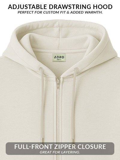 Adro Men’s Regular Fit Zip-Up Hoodie for man | 320 GSM Cotton Poly Fleece Zipper Sweatshirt with Soft Fabric & Printed Hoodies