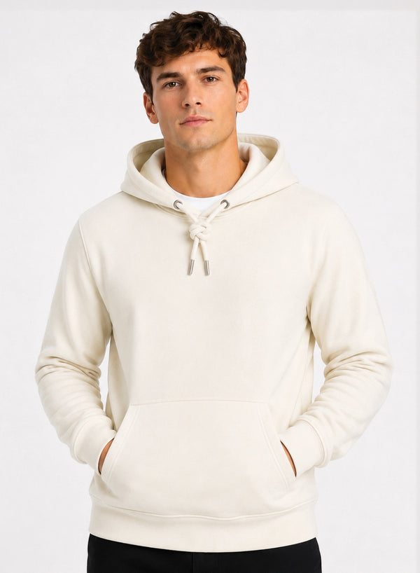 ADRO Hoodie for men | 300 GSM Cotton Fleece Warm & Soft Fabric | Mens Hoodies | Casual Sweatshirt for Winter, Travel & Collage | Regular Fit Hooded Pullover | Ivory Sand