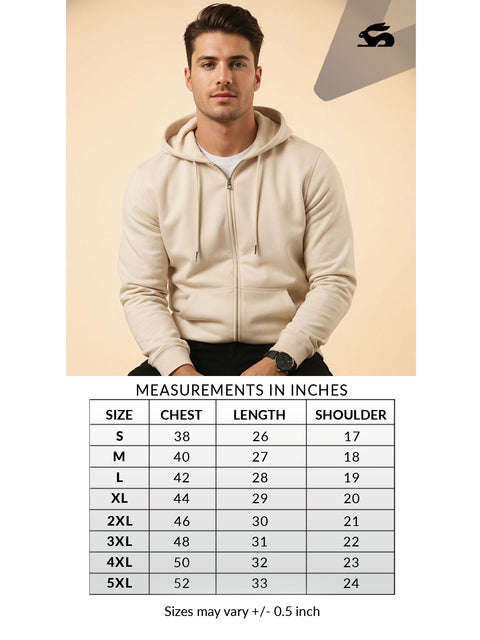 Adro Men’s Regular Fit Zip-Up Hoodie for man | 320 GSM Cotton Poly Fleece Zipper Sweatshirt with Soft Fabric & Printed Hoodies