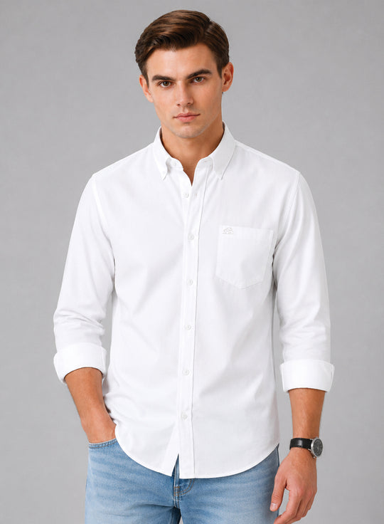 ADRO Premium Oxford Cotton Casual Shirt – White