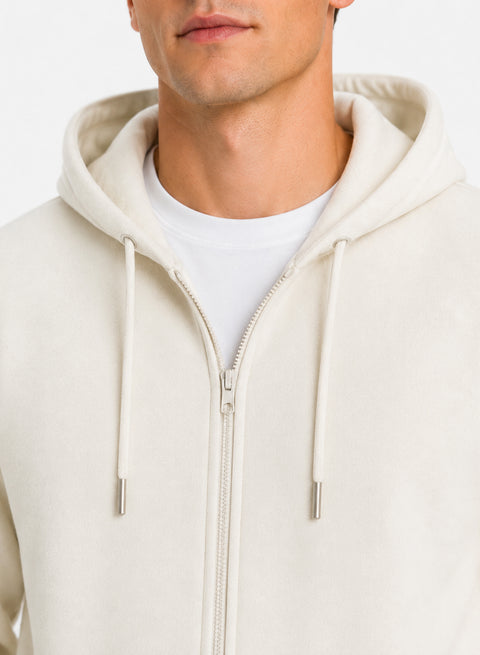 ADRO Zipper Hoodie for Men | 300 GSM Cotton Hoodies | Regular Fit Jacket for Men with Pockets | Sweatshirts with Zipper for Men | Ivory Sand