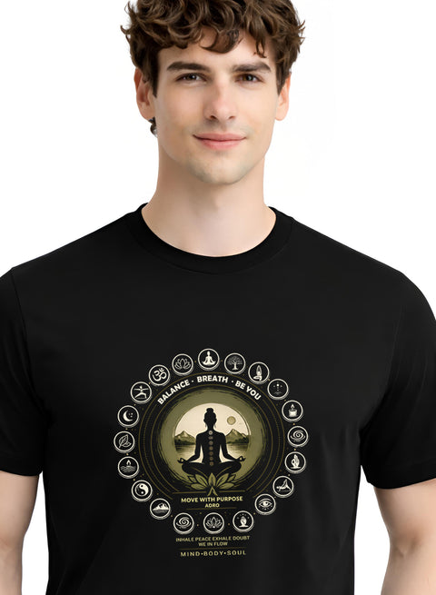 ADRO Yoga T-Shirt for Men | Mandala Printed Cotton Tshirt  | Regular Fit Casual T-Shirts | Premium Summer Tshirts