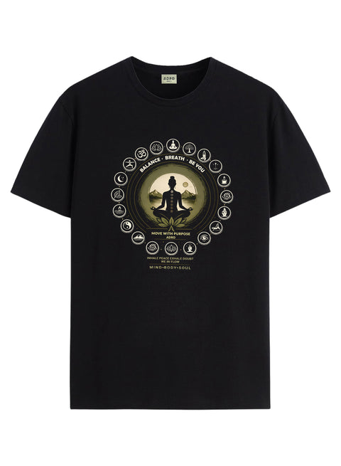 ADRO Yoga T-Shirt for Men | Mandala Printed Cotton Tshirt  | Regular Fit Casual T-Shirts | Premium Summer Tshirts