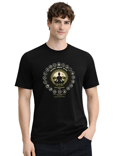ADRO Yoga T-Shirt for Men | Mandala Printed Cotton Tshirt  | Regular Fit Casual T-Shirts | Premium Summer Tshirts