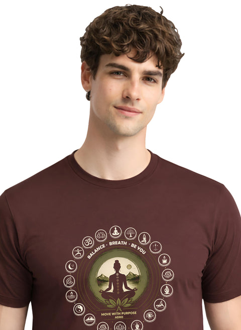 ADRO Yoga T-Shirt for Men | Mandala Printed Cotton Tshirt  | Regular Fit Casual T-Shirts | Premium Summer Tshirts
