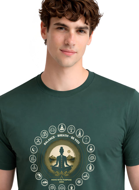 ADRO Yoga T-Shirt for Men | Mandala Printed Cotton Tshirt  | Regular Fit Casual T-Shirts | Premium Summer Tshirts