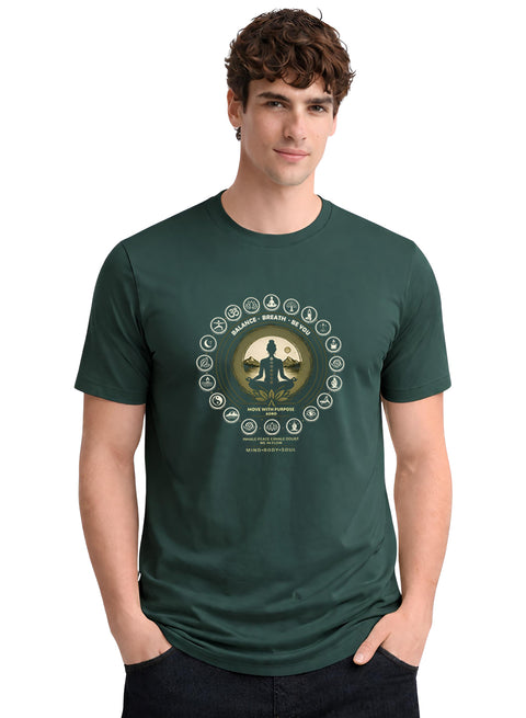 ADRO Yoga T-Shirt for Men | Mandala Printed Cotton Tshirt  | Regular Fit Casual T-Shirts | Premium Summer Tshirts