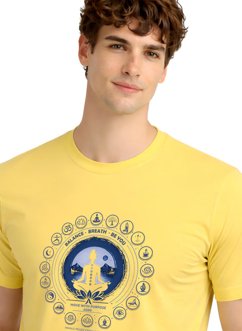 ADRO Yoga T-Shirt for Men | Mandala Printed Cotton Tshirt  | Regular Fit Casual T-Shirts | Premium Summer Tshirts