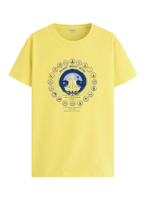 ADRO Yoga T-Shirt for Men | Mandala Printed Cotton Tshirt  | Regular Fit Casual T-Shirts | Premium Summer Tshirts