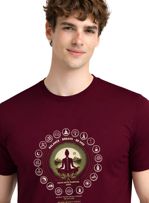 ADRO Yoga T-Shirt for Men | Mandala Printed Cotton Tshirt  | Regular Fit Casual T-Shirts | Premium Summer Tshirts