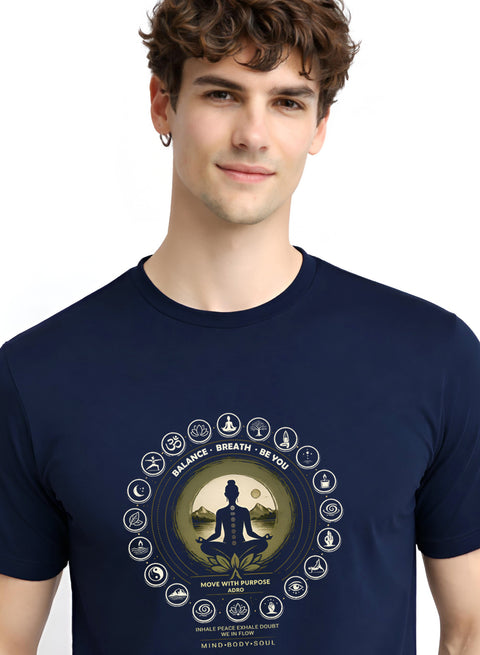 ADRO Yoga T-Shirt for Men | Mandala Printed Cotton Tshirt  | Regular Fit Casual T-Shirts | Premium Summer Tshirts