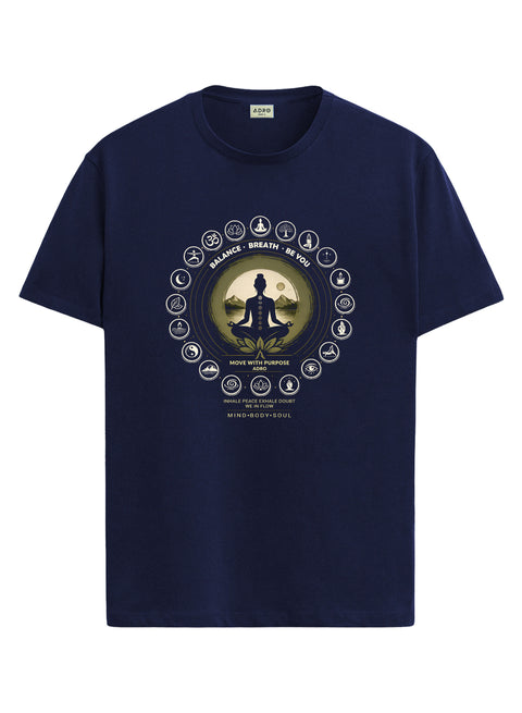 ADRO Yoga T-Shirt for Men | Mandala Printed Cotton Tshirt  | Regular Fit Casual T-Shirts | Premium Summer Tshirts