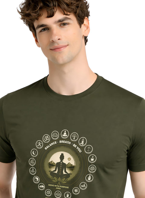 ADRO Yoga T-Shirt for Men | Mandala Printed Cotton Tshirt  | Regular Fit Casual T-Shirts | Premium Summer Tshirts
