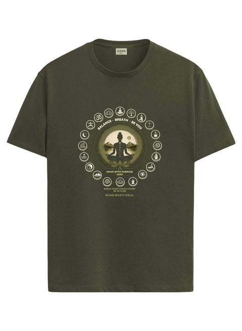 ADRO Yoga T-Shirt for Men | Mandala Printed Cotton Tshirt  | Regular Fit Casual T-Shirts | Premium Summer Tshirts