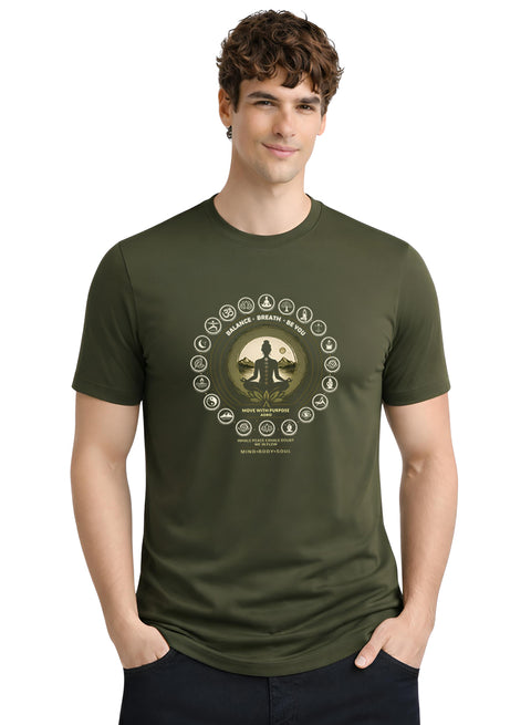 ADRO Yoga T-Shirt for Men | Mandala Printed Cotton Tshirt  | Regular Fit Casual T-Shirts | Premium Summer Tshirts