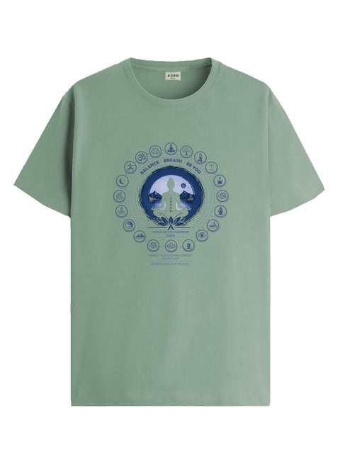 ADRO Yoga T-Shirt for Men | Mandala Printed Cotton Tshirt  | Regular Fit Casual T-Shirts | Premium Summer Tshirts