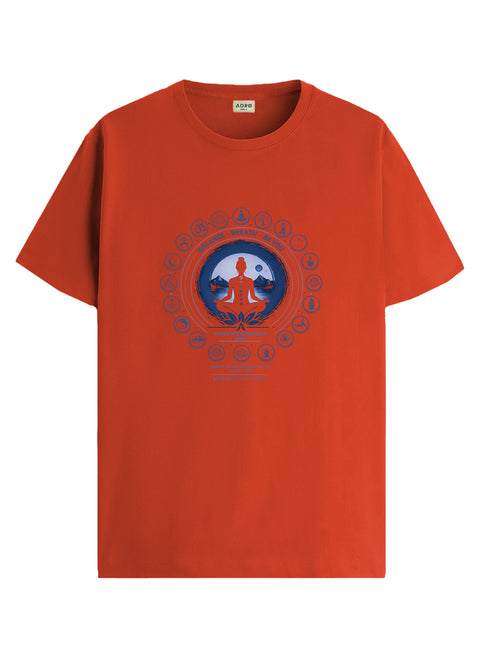 ADRO Yoga T-Shirt for Men | Mandala Printed Cotton Tshirt  | Regular Fit Casual T-Shirts | Premium Summer Tshirts