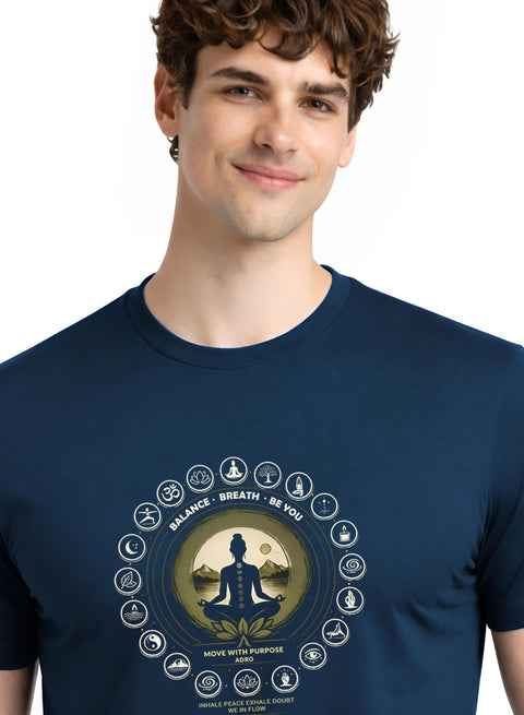ADRO Yoga T-Shirt for Men | Mandala Printed Cotton Tshirt  | Regular Fit Casual T-Shirts | Premium Summer Tshirts