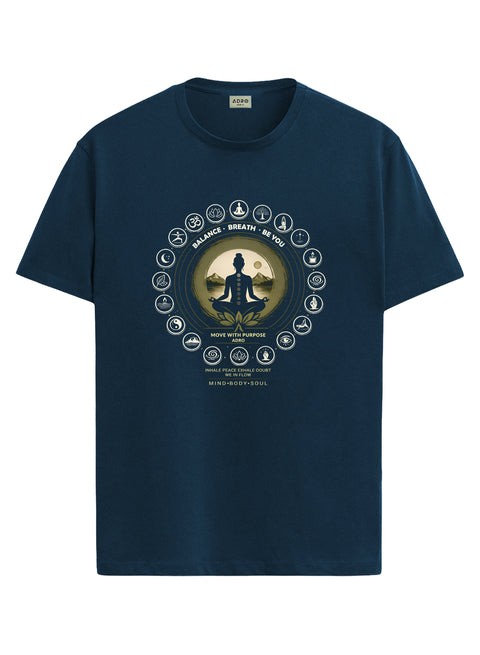 ADRO Yoga T-Shirt for Men | Mandala Printed Cotton Tshirt  | Regular Fit Casual T-Shirts | Premium Summer Tshirts