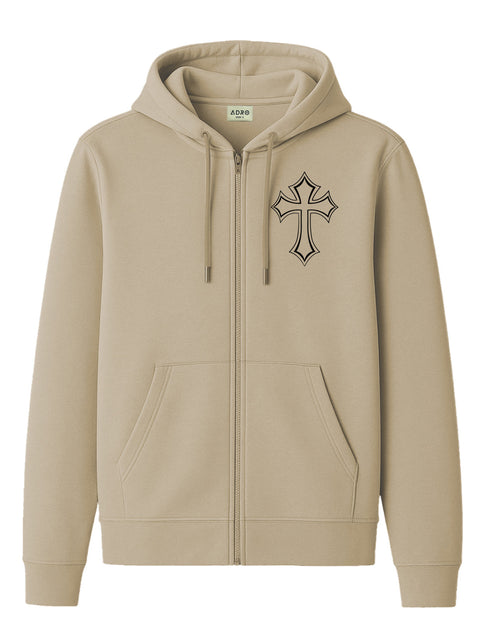 Adro Men’s Regular Fit Zip-Up Hoodie for man | 320 GSM Cotton Poly Fleece Zipper Sweatshirt with Soft Fabric & Printed Hoodies