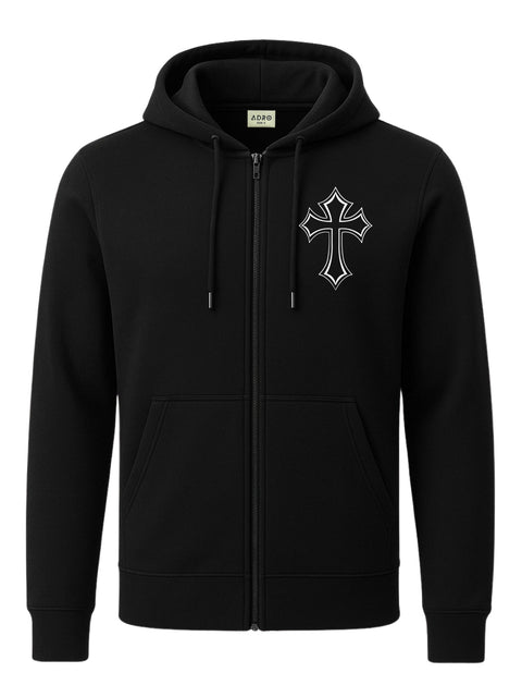 Adro Men’s Regular Fit Zip-Up Hoodie for man | 320 GSM Cotton Poly Fleece Zipper Sweatshirt with Soft Fabric & Printed Hoodies