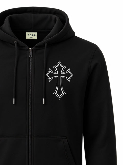 Adro Men’s Regular Fit Zip-Up Hoodie for man | 320 GSM Cotton Poly Fleece Zipper Sweatshirt with Soft Fabric & Printed Hoodies