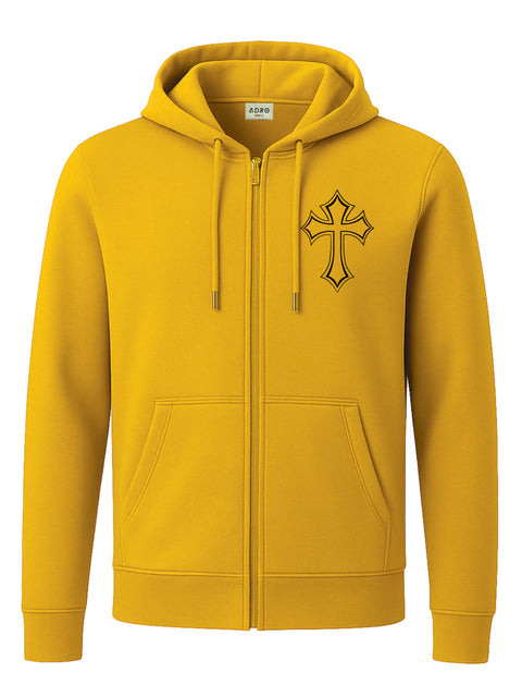 Adro Men’s Regular Fit Zip-Up Hoodie for man | 320 GSM Cotton Poly Fleece Zipper Sweatshirt with Soft Fabric & Printed Hoodies