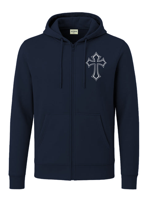 Adro Men’s Regular Fit Zip-Up Hoodie for man | 320 GSM Cotton Poly Fleece Zipper Sweatshirt with Soft Fabric & Printed Hoodies