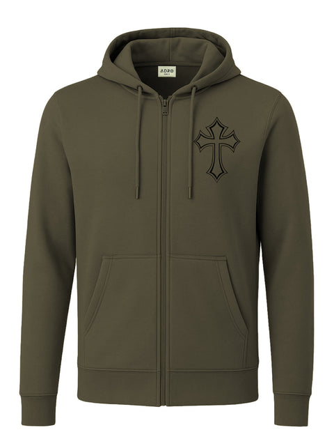 Adro Men’s Regular Fit Zip-Up Hoodie for man | 320 GSM Cotton Poly Fleece Zipper Sweatshirt with Soft Fabric & Printed Hoodies
