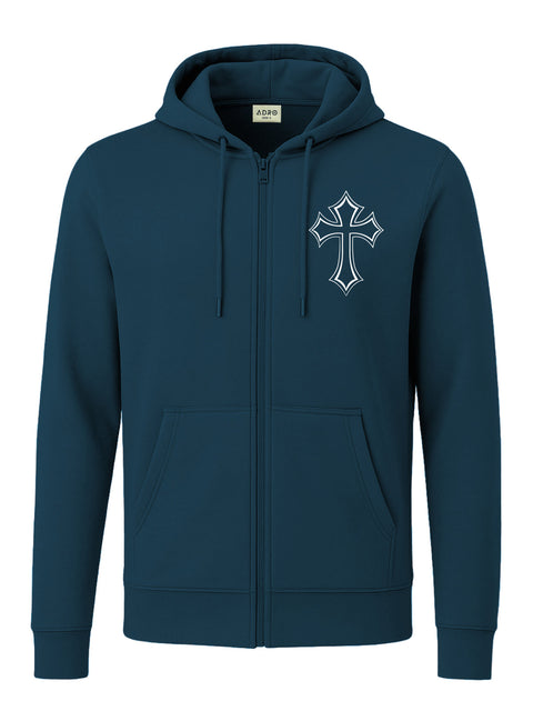Adro Men’s Regular Fit Zip-Up Hoodie for man | 320 GSM Cotton Poly Fleece Zipper Sweatshirt with Soft Fabric & Printed Hoodies