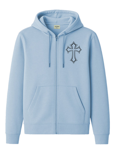 Adro Men’s Regular Fit Zip-Up Hoodie for man | 320 GSM Cotton Poly Fleece Zipper Sweatshirt with Soft Fabric & Printed Hoodies