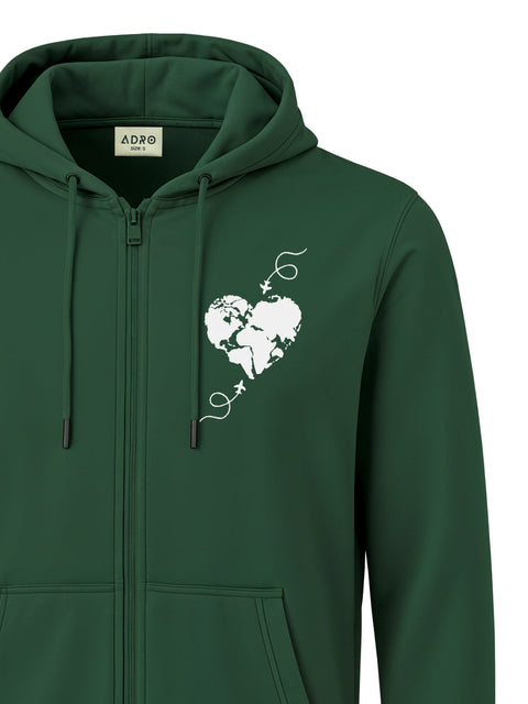 Adro Men’s Regular Fit Zip-Up Hoodie for man | 320 GSM Cotton Poly Fleece Zipper Sweatshirt with Soft Fabric & Printed Hoodies