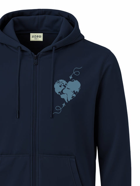 Adro Men’s Regular Fit Zip-Up Hoodie for man | 320 GSM Cotton Poly Fleece Zipper Sweatshirt with Soft Fabric & Printed Hoodies