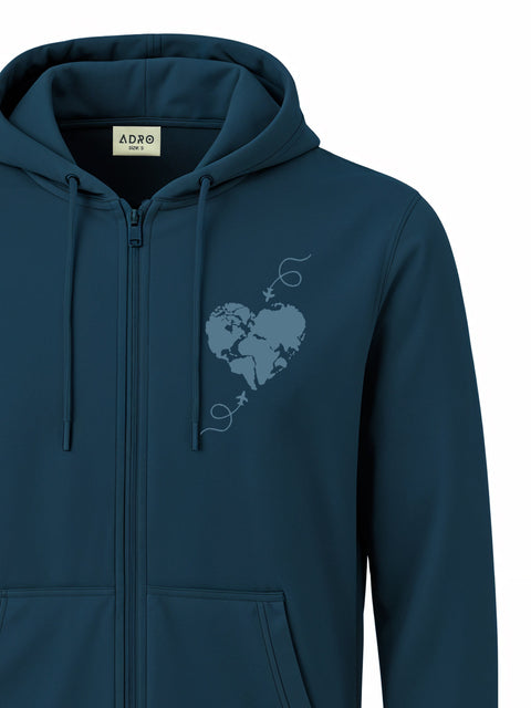 Adro Men’s Regular Fit Zip-Up Hoodie for man | 320 GSM Cotton Poly Fleece Zipper Sweatshirt with Soft Fabric & Printed Hoodies