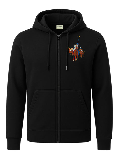 Adro Men’s Regular Fit Zip-Up Hoodie for man | 320 GSM Cotton Poly Fleece Zipper Sweatshirt with Soft Fabric & Printed Hoodies