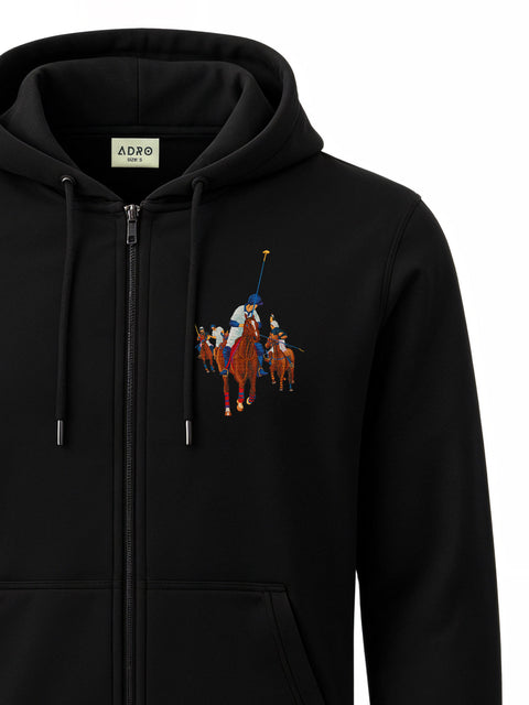 Adro Men’s Regular Fit Zip-Up Hoodie for man | 320 GSM Cotton Poly Fleece Zipper Sweatshirt with Soft Fabric & Printed Hoodies